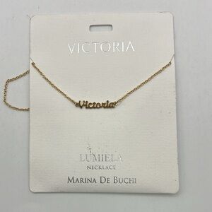 Marina De Buchi Lumiela Victoria Spell Out Name Gold Tone Necklace Dainty